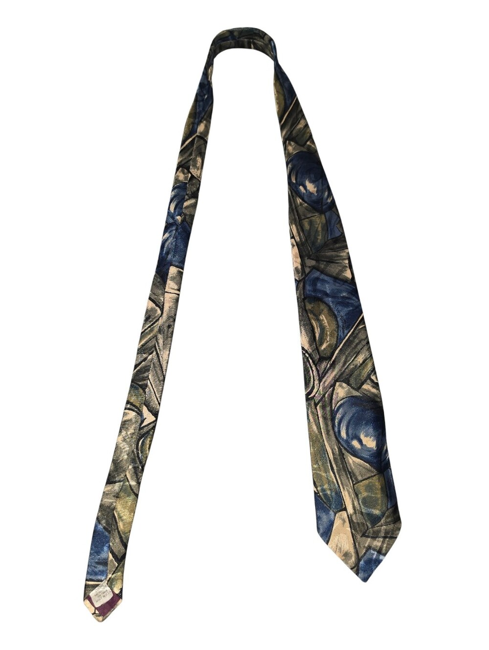 6/8/71. Jeffrey Scott Abstract Blue and Olive Men's Patterned Tie